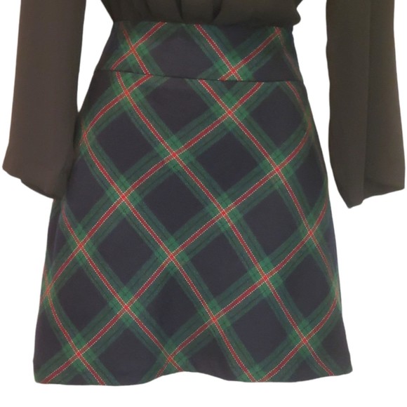 Talbots Dresses & Skirts - Talbots Women's Tartan Plaid Mini Skirt Sz 12 Wool Blend A Line Navy Green